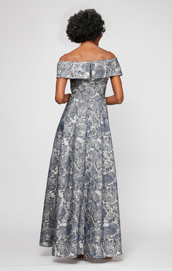 Long Printed Off The Shoulder Ballgown